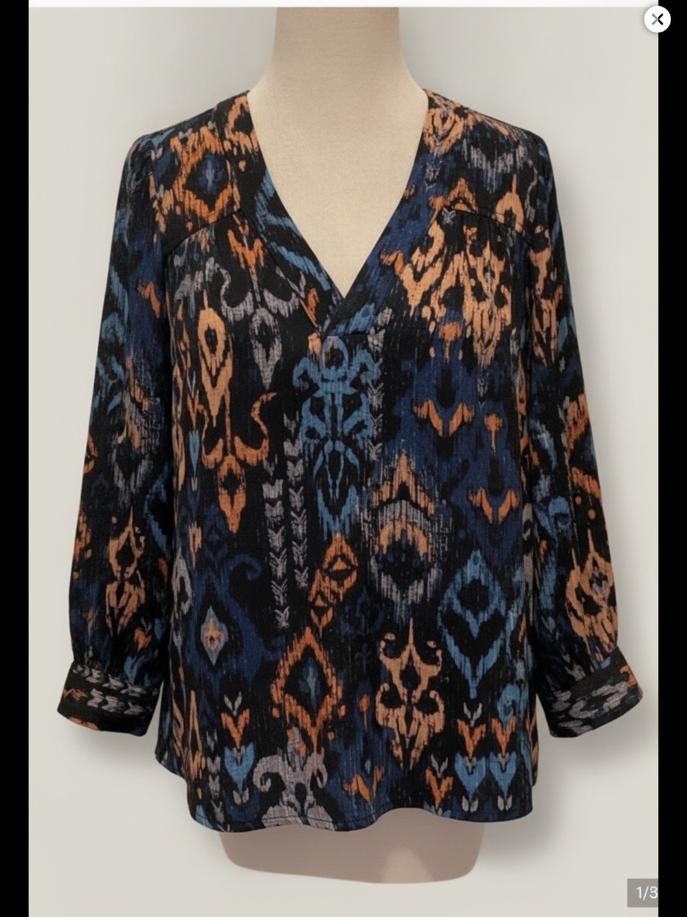 Liverpool Top Blue Multi Ikat Size M